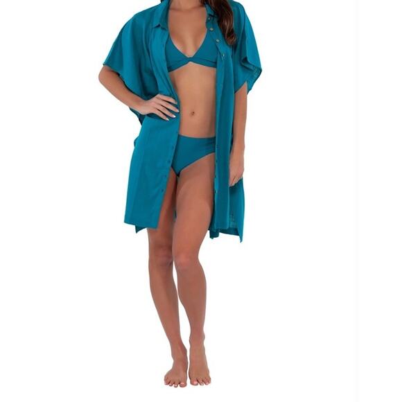 NWT Sunsets AVALON TEAL Shore Thing Tunic Swim‎ Cover-up, US Large/X-Large NEW - Picture 1 of 11